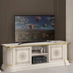 H2O Design Aurora Beige Birch Gold Italian Low TV Unit