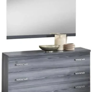 Nicole Grey Italian 3 Drawer Dresser with Mirror