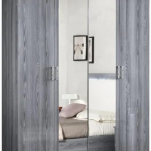 Nicole Grey Italian 4 Door Wardrobe with Mirrors