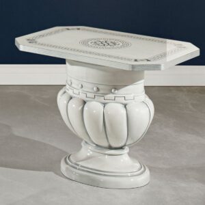 H2O Design Aurora Birch White Silver Italian Lamp Table