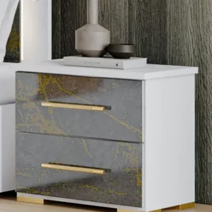 Dalia Grey Italian 2 Drawer Bedside Cabinet