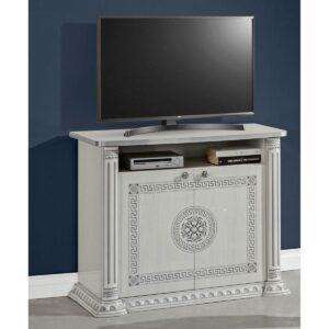 H2O Design Aurora Birch White Silver Italian TV Unit