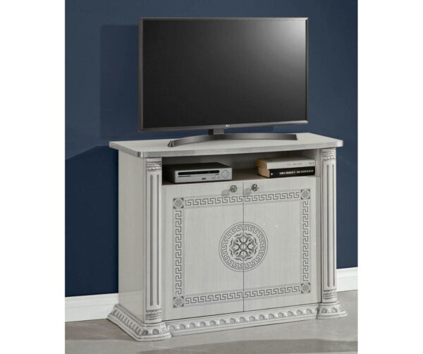 H2O Design Aurora Birch White Silver Italian TV Unit