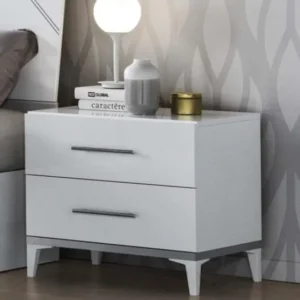 Elegance White Italian 2 Drawer Bedside Cabinet