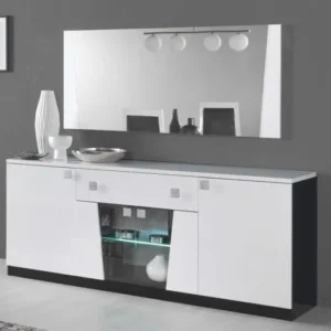 Elisa White Italian Extra Large Buffet Sideboard with Mirror