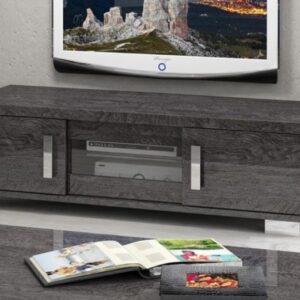 Status Sarah Grey Birch 3 Door TV Unit With Central Sliding Door