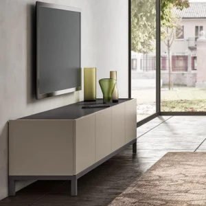 Modern Kali Taupe Italian 4 Door TV Unit