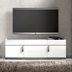Modern Mara White Italian TV Unit with Metal Handle