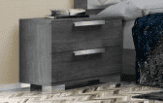 Sarah Night Grey Birch Italian 2 Drawer Bedside Cabinet With Modern Handles