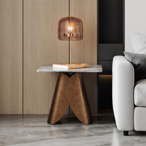 Athena White Marble Side Table