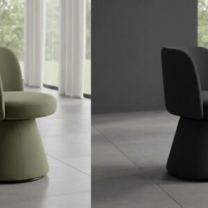 Set Of 2 Luna Fabric Swivel Tub Dining Chair