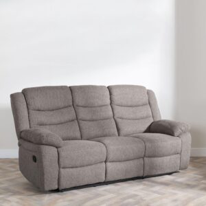Sydney Brown Fabric 3 Seater Recliner Sofa