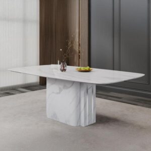 Valente White Marble Dining Table