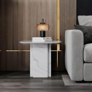 Valente White Marble Side Table