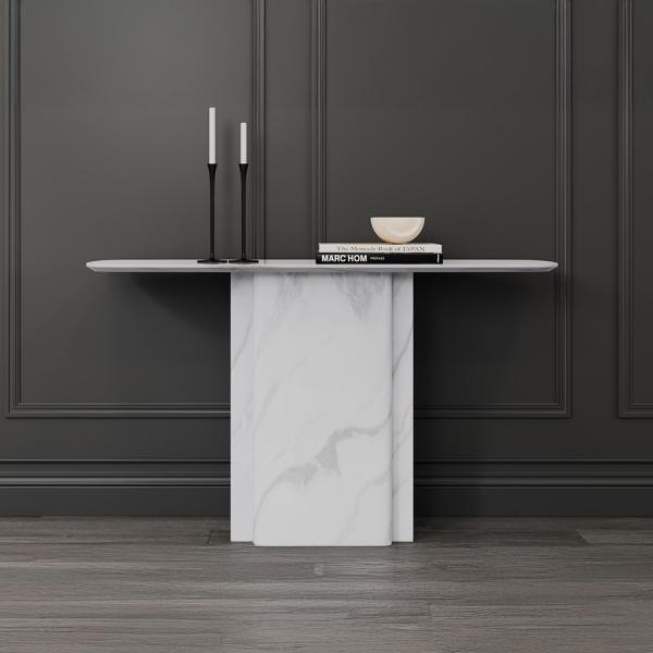 Valente White Marble Console Table