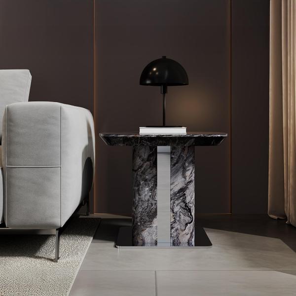 Ravello Grey Marble Side Table