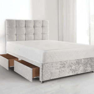 Divan Base With Cube Headboard And Mattress Set