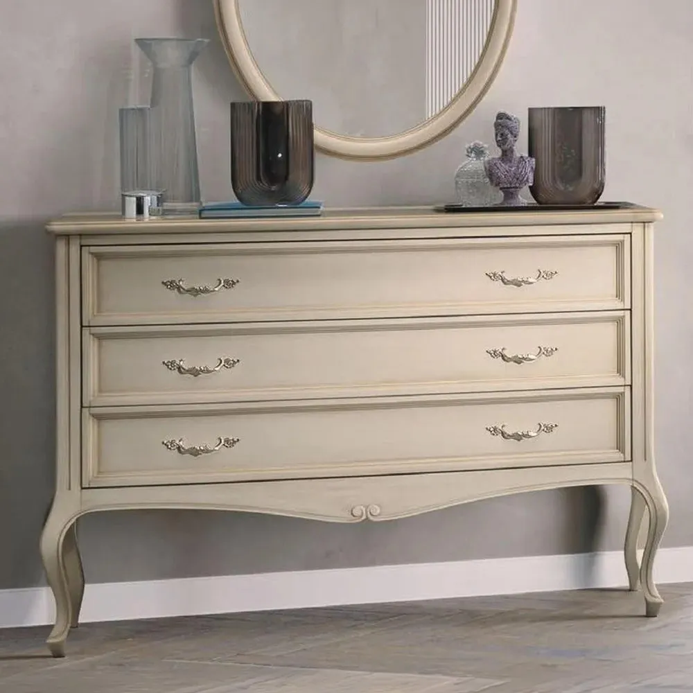 Verdi Italian Ivory 3 Drawer French Style Chest
