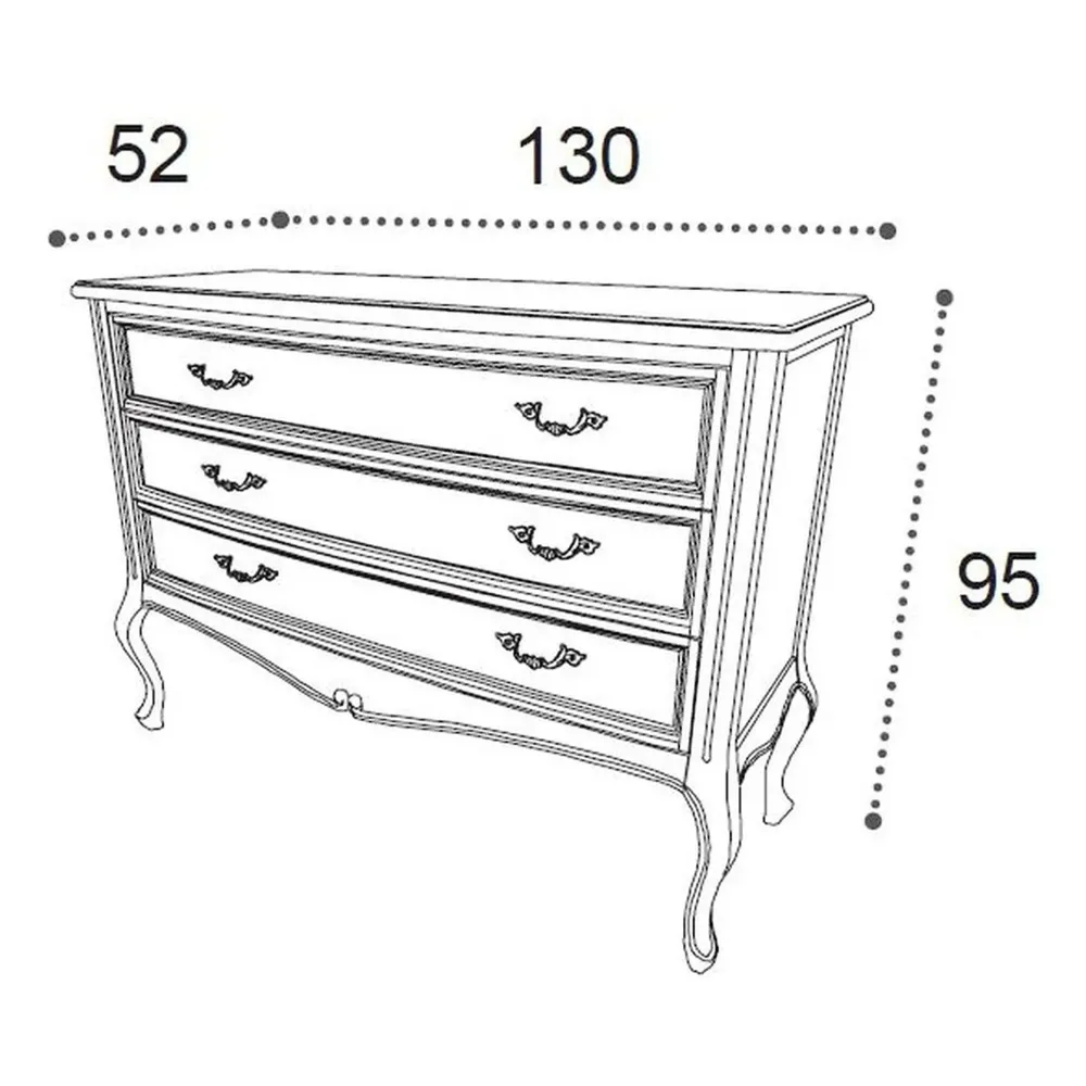 Verdi Italian Grey 3 Drawer French Style Chest - Image 3