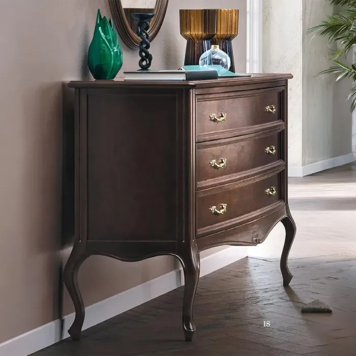 Verdi Italian Walnut 3 Drawer French Style Chest