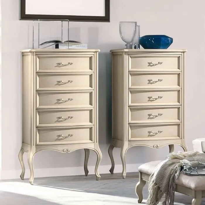 Verdi Italian Ivory 5 Drawer Midi French Style Chest