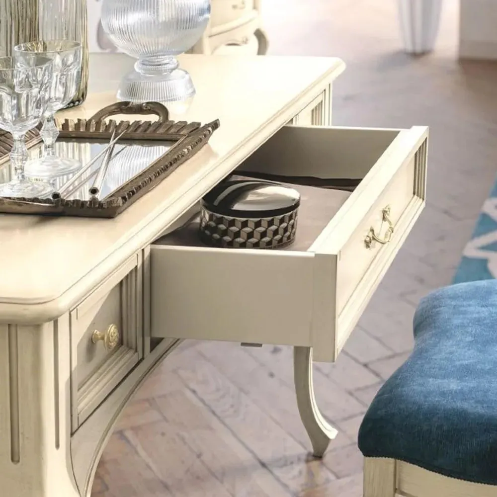 Verdi Italian Ivory 3 Drawer French Style Dressing Table - Image 3