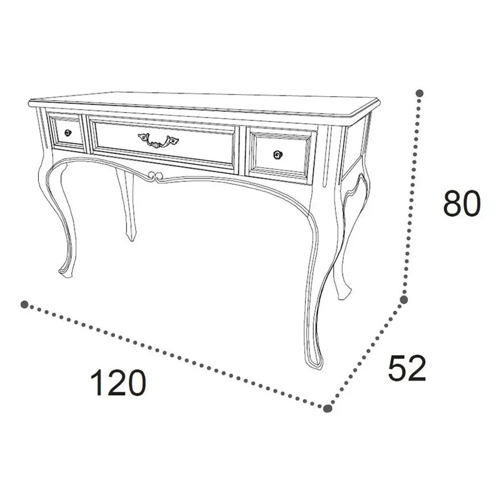 Verdi Italian Ivory 3 Drawer French Style Dressing Table - Image 4