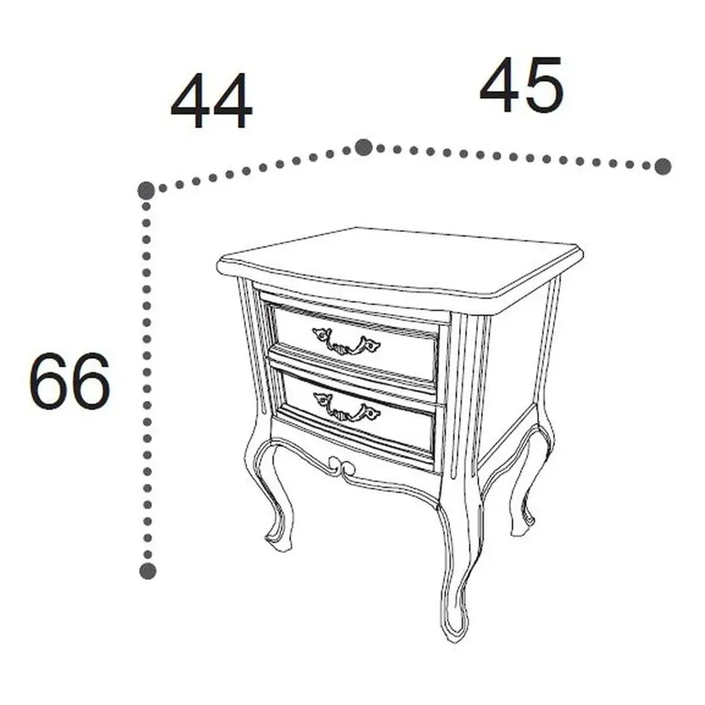 Verdi Italian Grey 2 Drawer French Style Bedside Table - Image 3