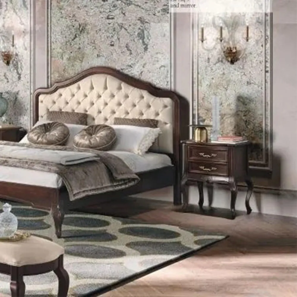 Verdi Italian Walnut 2 Drawer French Style Bedside Table - Image 2