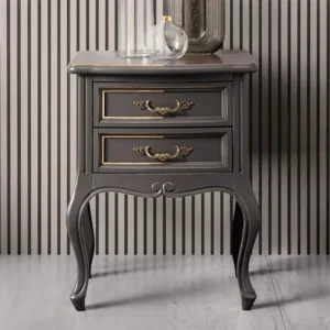 Verdi Italian Grey 2 Drawer French Style Bedside Table